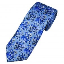 Tresanti Celeste Light Blue, Royal, Navy & Silver Paisley Men's Silk Designer Tie