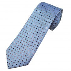 Tresanti Celeste Light Blue, Silver & Burgundy Pattern Men's Silk Tie