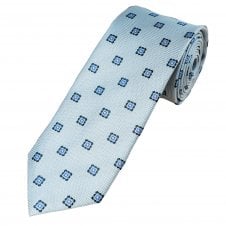 Tresanti Celeste Light Blue, Silver, Navy, Royal Blue & Pink Patterned Men's Silk Tie