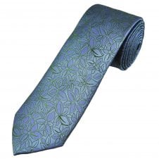 Tresanti Celeste Light Blue, Violet & Lime Green Patterned Men's Silk Designer Tie