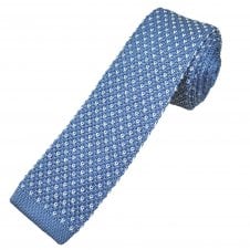Tresanti Celeste Light Blue & White V Pattern Men's Silk Knitted Tie