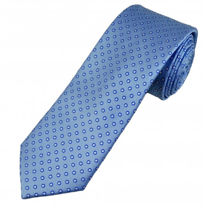 Tresanti Celeste Light Blue with Blue & Silver Dot Pattern Men's Silk Designer Tie