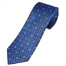 Tresanti Celeste Light Blue, Yellow, Orange & Blue Dot Pattern Men's Silk Designer Tie