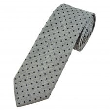Tresanti Celeste Light Grey & Navy Blue Polka Dot Men's Designer Tie