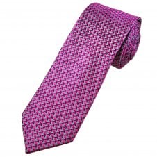 Tresanti Celeste Light Pink, Cerise & Light Blue Arrow Patterned Men's Designer Silk Tie