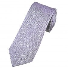 Tresanti Celeste Lilac, Plum & Silver Patterned Narrow Men's Silk Tie