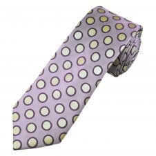 Tresanti Celeste Lilac, Purple & White Circle Pattern Men's Silk Designer Tie