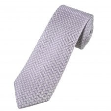 Tresanti Celeste Lilac & Silver Patterned Narrow Men's Silk Tie