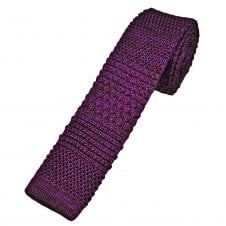 Tresanti Celeste Magenta & Burgundy Patterned Silk Knitted Skinny Tie
