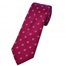 Tresanti Celeste Magenta Pink, White & Light Blue Flower Pattern Men's Designer Silk Tie