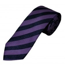 Tresanti Celeste Magenta Purple, Navy & Blue Striped Patterned Men's Silk Tie