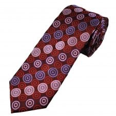Tresanti Celeste Maroon, Lilac, Purple, Pink & Red Circles Pattern Men's Silk Designer Tie