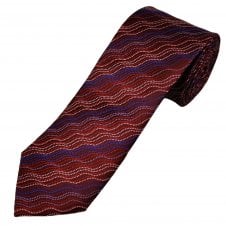 Tresanti Celeste Maroon, Pink, Red, Lilac, Purple & Royal Blue Wavy Dots & Stripes Men's Silk Tie