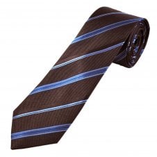 Tresanti Celeste Maroon & Shades of Blue Striped Men's Silk Designer Tie