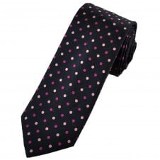 Tresanti Celeste Navy, Baby Pink & Fuchsia Pink Polka Dot Men's Silk Tie