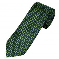 Tresanti Celeste Navy Blue, Acid Yellow & Green Patterned Men's Silk Tie