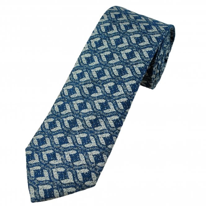 Tresanti Celeste Navy, Blue and Silver Patterned Men's Designer Tie