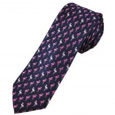 Tresanti Celeste Navy Blue, Baby Pink & Hot Pink Flamingo Men's Silk Tie