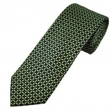 Tresanti Celeste Navy Blue, Black, Lime Green & Silver Pattern Men's Silk Tie