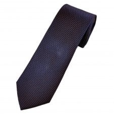 Tresanti Celeste Navy Blue & Brick Red Micro Polka Dot Silk Men's Designer Tie