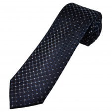 Tresanti Celeste Navy Blue, Brown & Blue Diamond Pattern Men's Silk Designer Tie