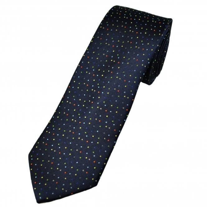 Tresanti Celeste Navy Blue & Colourful Polka Dot Men's Designer Silk Tie