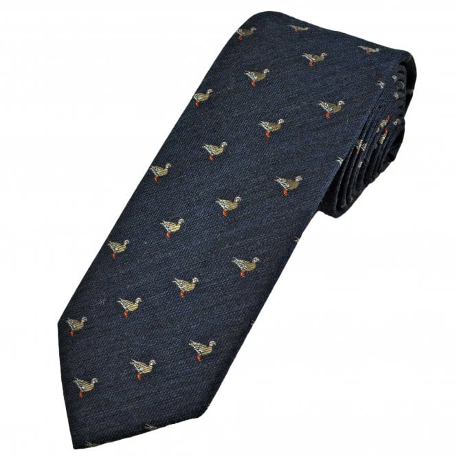 Tresanti Celeste Navy Blue Duck Wool Blend Men's Tie