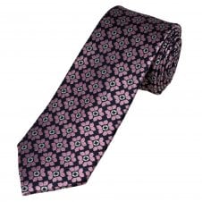 Tresanti Celeste Navy Blue, Dusky Pink & Silver Grey Patterned Men's Silk Tie