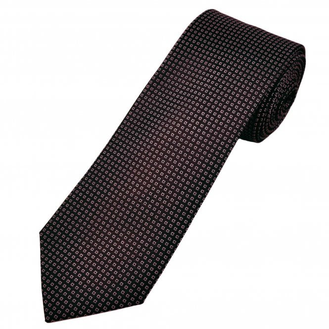 Tresanti Celeste Navy Blue & Dusky Pink Square Pattern Men's Silk Tie