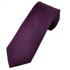 Tresanti Celeste Navy Blue & Fuchsia Pink Circles Patterned Men's Silk Tie