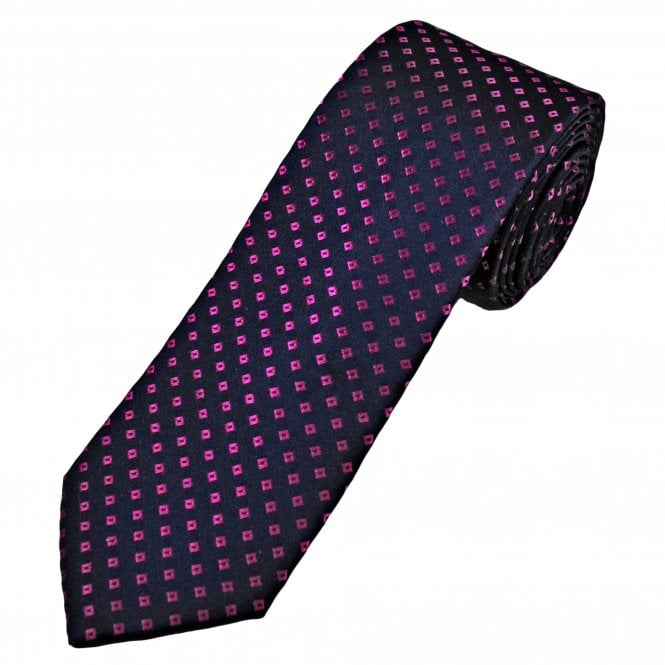 Tresanti Celeste Navy Blue & Fuchsia Pink Diamond Pattern Men's Silk Tie