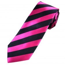 Tresanti Celeste Navy Blue & Fuchsia Pink Striped Men's Silk Designer Tie