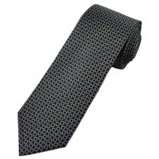 Tresanti Celeste Navy Blue & Gold Circle Pattern Men's Silk Tie