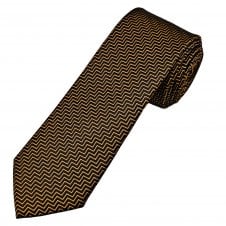 Tresanti Celeste Navy Blue & Gold Zig Zag Pattern Men's Silk Tie