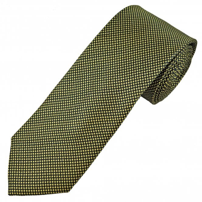 Tresanti Celeste Navy Blue & Golden Yellow Spot Pattern Men's Silk Designer Tie
