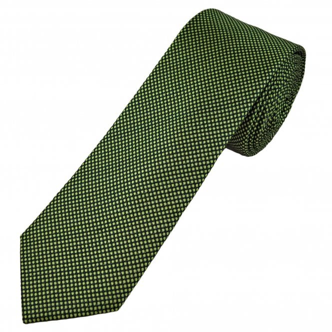Tresanti Celeste Navy Blue & Green Micro Spots Pattern Men's Silk Tie