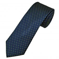 Tresanti Celeste Navy Blue & Green Polka Dot Men's Silk Tie