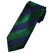 Tresanti Celeste Navy Blue & Green Stripe Men's Silk Designer Tie