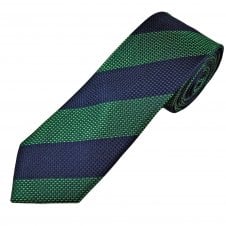 Tresanti Celeste Navy Blue & Green Striped Men's Silk Tie