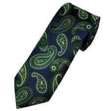 Tresanti Celeste Navy Blue, Green & White Paisley Men's Silk Tie
