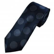 Tresanti Celeste Navy Blue & Grey Circle Pattern Men's Silk Designer Tie