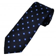 Tresanti Celeste Navy Blue & Light Blue Pattern Men's Silk Designer Tie