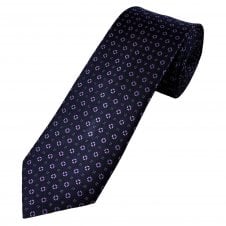 Tresanti Celeste Navy Blue & Lilac Patterned Men's Silk Tie