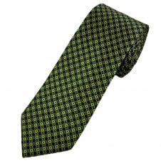 Tresanti Celeste Navy Blue & Lime Green Patterned Men's Silk Tie