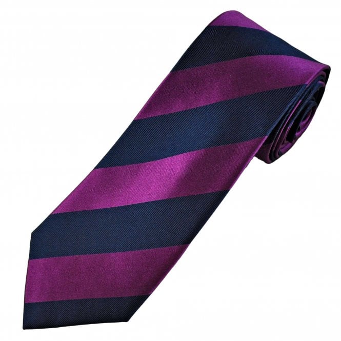 Tresanti Celeste Navy Blue & Magenta Purple Stripe Men's Silk Tie