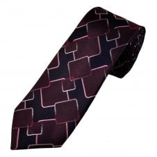 Tresanti Celeste Navy Blue, Maroon, Pink & White Patterned Men's Silk Designer Tie