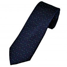 Tresanti Celeste Navy Blue & Multi Coloured Polka Dot Men's Designer Silk Tie