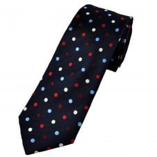 Tresanti Celeste Navy Blue & Multi Coloured Polka Dot Men's Silk Designer Tie
