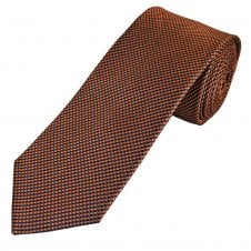 Tresanti Celeste Navy Blue & Orange Diamond Check Pattern Men's Silk Designer Tie