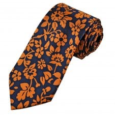 Tresanti Celeste Navy Blue & Orange Pattern Men's Silk Tie